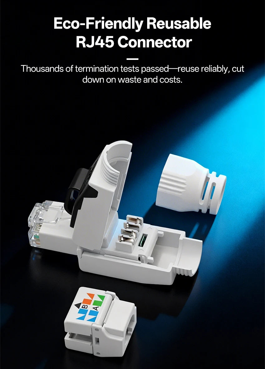 BYXGD Toolless RJ45 Connector Reusable 100/1000Mbps Shielded Cat5e Tool Free Plug