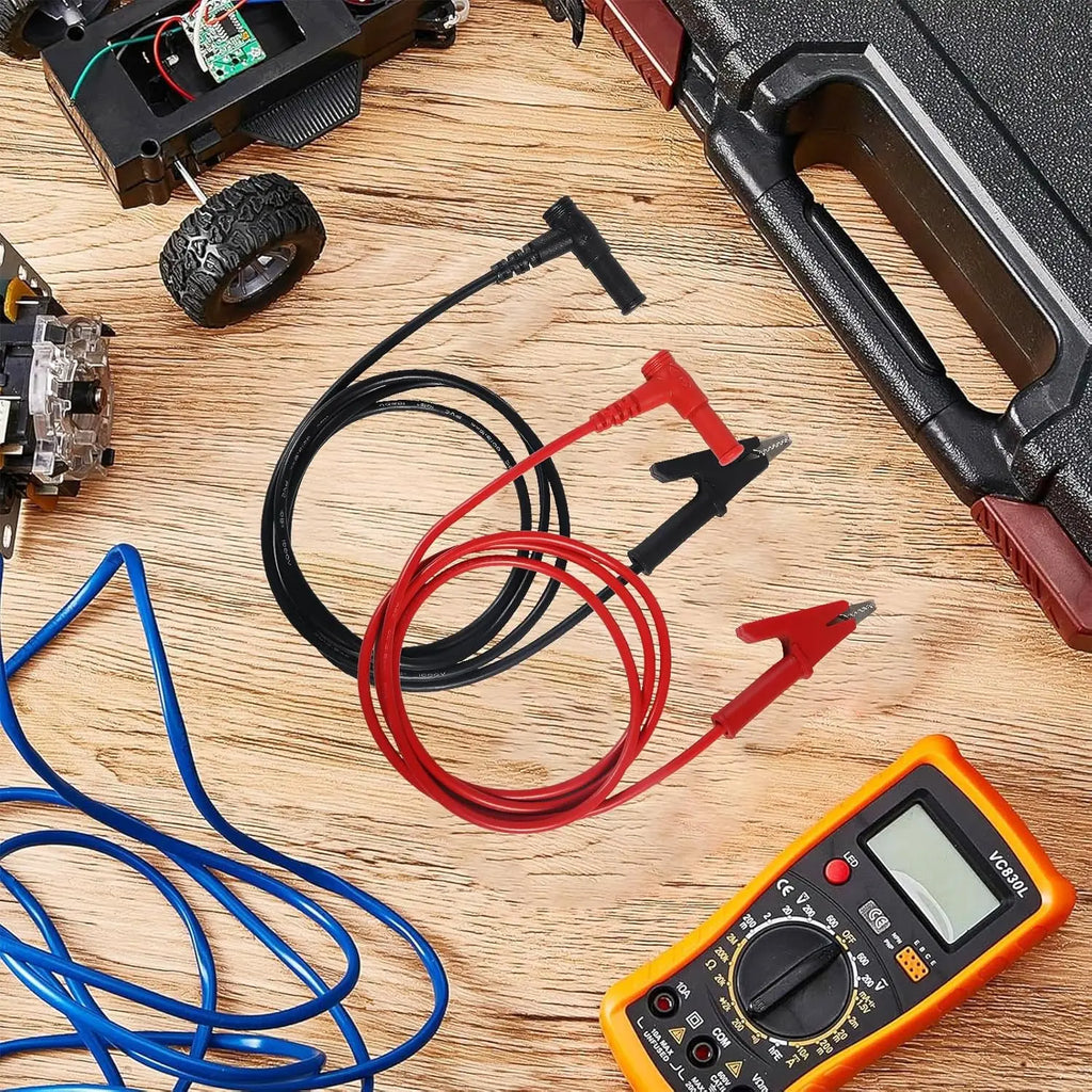4pcs Multimeter Test Leads Banana Plug Right Angle to Alligator Clips Soft Test Cable Wires for Electrical Testing 3.3ft / 1m
