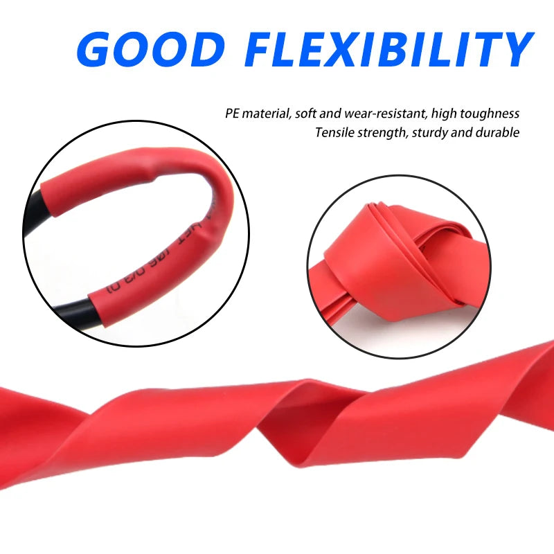 2/5M Red 2:1 Heat Shrink Tube Diameter 0.6mm~50mm Wire Repair Protector Polyolefin Insulated Shrinkable Cable SleeveTubing