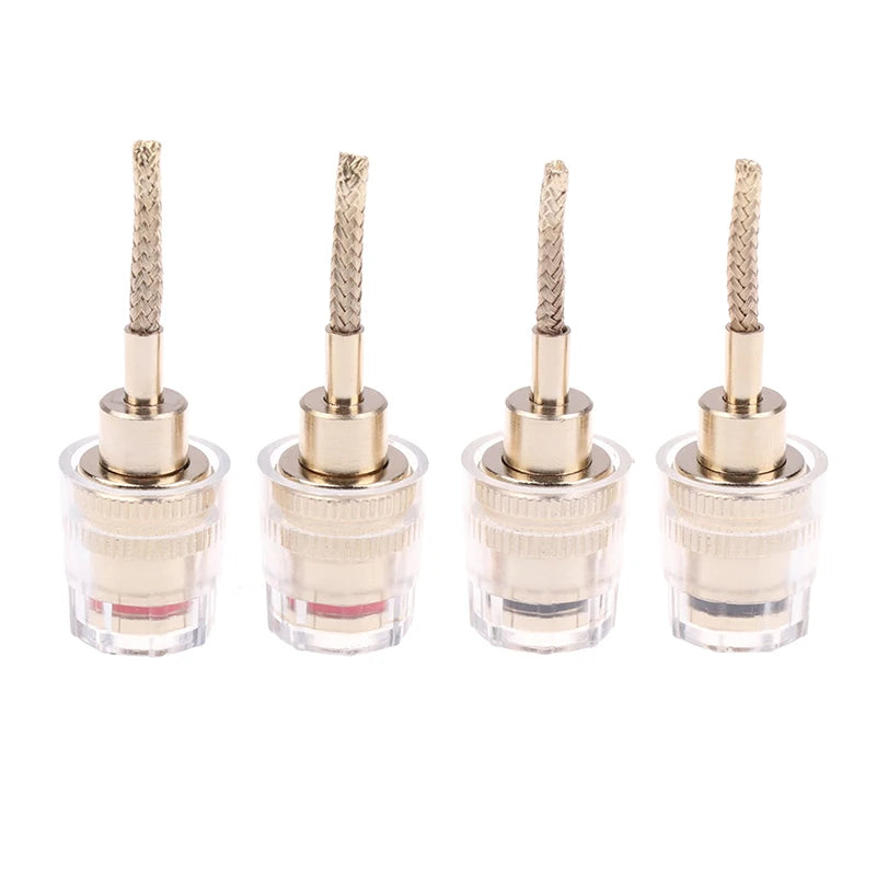 2/4Pcs 4MM Banana Female To 2MM Pin Connector HIFI Cable Adapter Plug Braided Copper Wire Socket