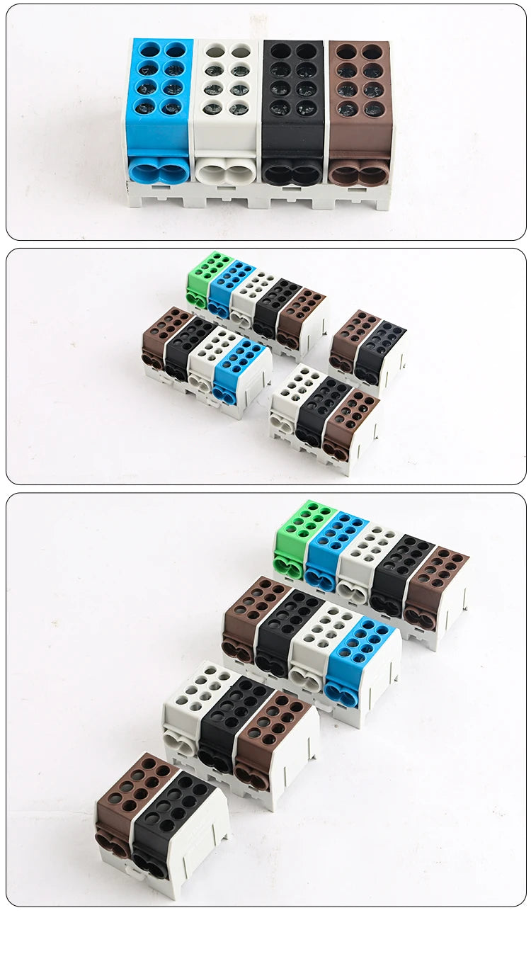 JINH DIN Rail Mount Stackable Hexagonal JHT3 Power Distribution Block Modular Heavy-Duty Cable Splicing Junction Box