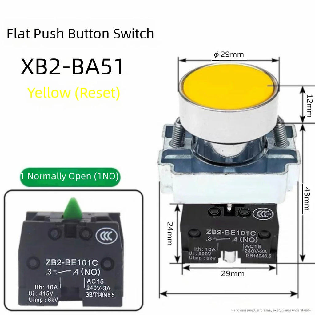 XB2 button switch metal emergency stop reset rotating mushroom head jog power start stop