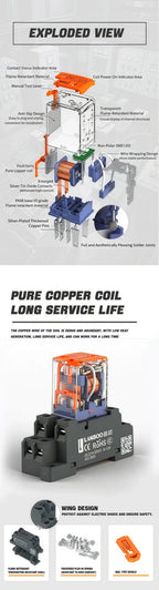 LANBOO Relay 12V 24V/AC 220V AC Voltage Coil High Quality General Purpose Micro Mini Relay with Socket Base 8pin/14pin