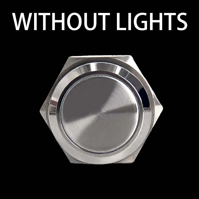 2NO2NC 16/19/22mm Waterproof Metal Push Button Switch LED Light Momentary Car Engine Power Switch 3/6/12/24/220V silver 1NO1NC