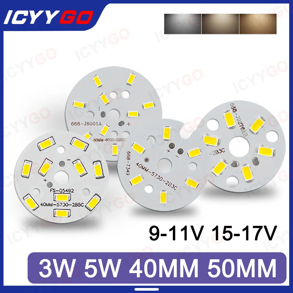 3W 5W LED PCB Board Soldering Wire Plug Wire 32MM 40MM 50MM Bulb Light Source 5730 SMD Light Board, DIY Aluminum PCB