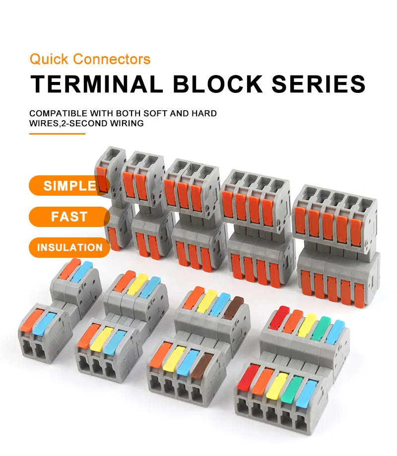 5PCS Male Female Docking Electrical Wire Connector Quick Universal Plug-in Type Butt Conductor Wiring Terminal Block With Lever