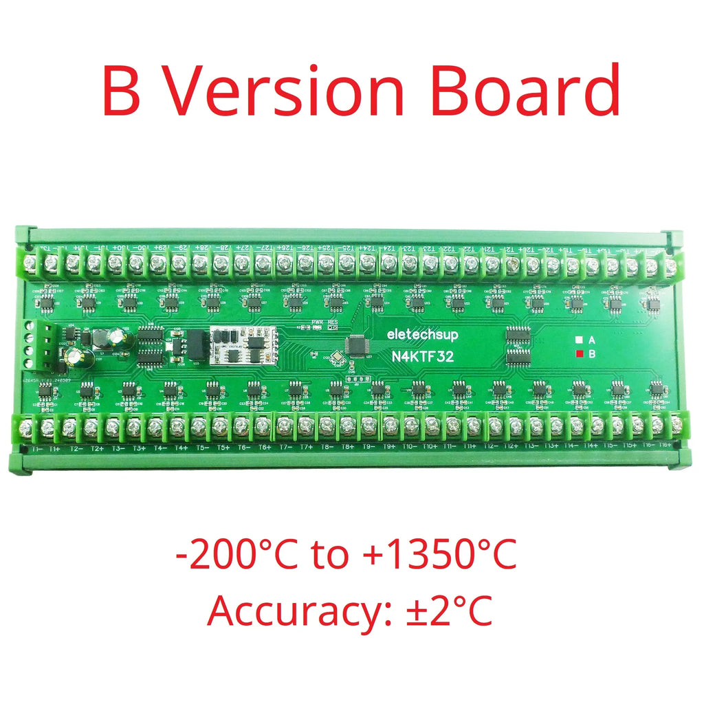 32 Channel K-type Thermocouple Module Modbus RTU RS485 MAX6675 MAX31855 DC7-25V DIN Rail Temp Acquisition Industrial Monitor