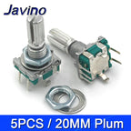 5PCS/LOT 20 Position 360 Degree Rotary Encoder EC11 w Push Button 5Pin Handle Long 15/20MM With A Built In Push Button Switch