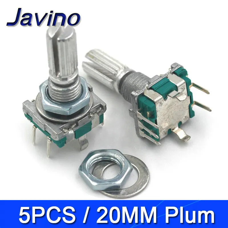 5PCS/LOT 20 Position 360 Degree Rotary Encoder EC11 w Push Button 5Pin Handle Long 15/20MM With A Built In Push Button Switch