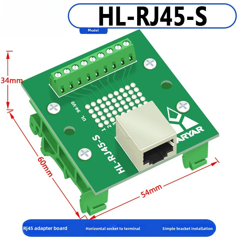 RJ45 Adapter Terminal RJ45 Adapter Terminal Cat5e Cat6 Adapter Board Network Port DIN35 Guide Rail Installation