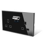 146 13a Reset Toggle Tempered Glass 2Gang UK Socket Switch Combination Panel Power Socket Office Hotel Home Villa Decoration