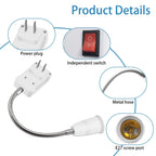 E27 Lamp Base Flexible Bend Mobile Test Light Socket Light Adapter Plug Switch EU US UK Plug Lamp Holder For LED Table Lamp Led