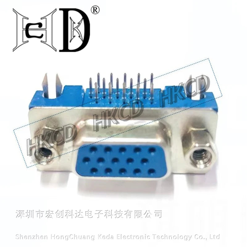 5pcs DB15 DR15 FEMALE PCB Mount CONNECTOR RIGHT ANGLE D-Sub 3Rows Blue Parallel Port CONNECTORS 15Pin 15 Pin VGA Socket Adapter