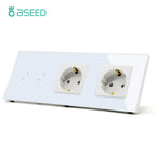 BSEED 1/2/3Gang Touch Light Switch 1Way Simple Sensor Switch Type-c USB Sockets EU Standard Glass Panel Blue Backlight 10A White