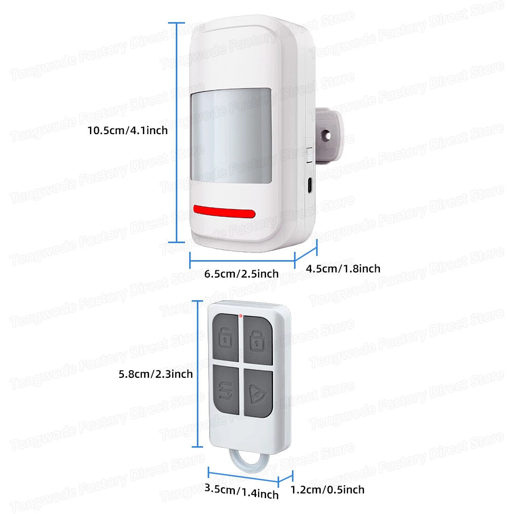 Wireless Alarm Security System Infrared PIR Motion Sensor Detector with Doorbell / Alarm Sound Remote Control to Arm/Disarm SOS