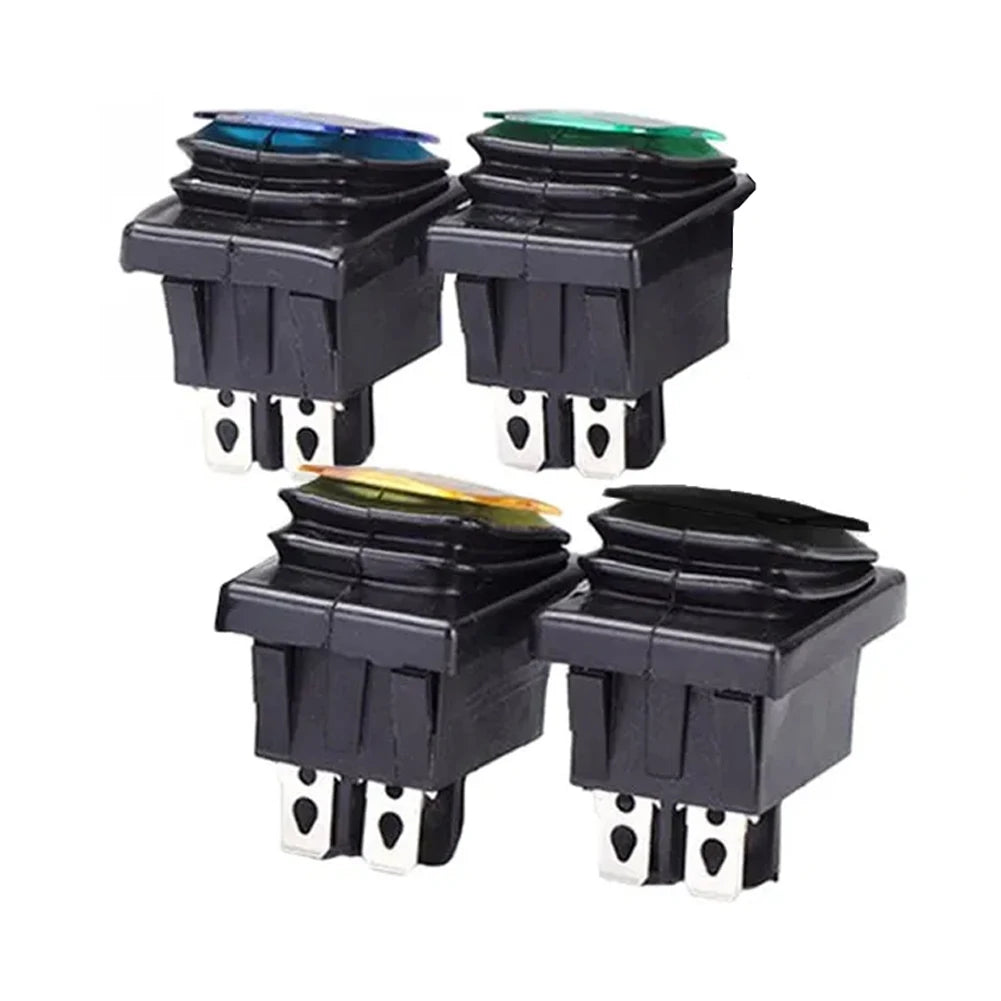 KCD2 KCD4 Waterproof Boat-shaped Rocker Switch Reset Waterproof Rectangular Switch Rocker Switch 20A DPST Rocker Switch IP67