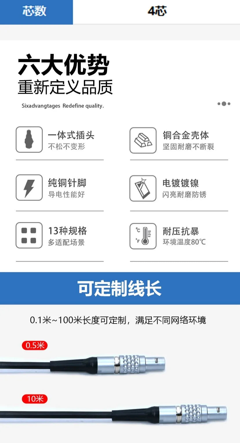 FGG 0B 1B 4Pin to USB 2.0 Male Female Cable Compatible With Lemo Plug-in Self-locking Aviation Plug EGG 00B Male Aviation Plug
