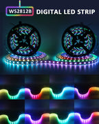 WS2812B RGBIC LED Strip Light 5V DC 5050 300LED SMD Digital LED Tape Ribbon Lamp Black PCB Waterproof Addressable RGB IC Stripe