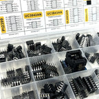 150Pcs Assorted IC Chip Kit Op-Amp Oscillator PC817 NE555 LM358 LM324 Transistor Array Electronic Components Set with Sockets