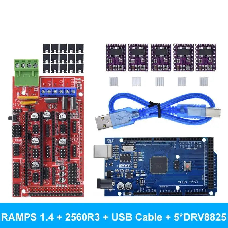 Mega 2560 R3 + RAMPS 1.4 control panel+ 5pcs A4988 or DRV8825 Stepper Motor Drive for arduino kit