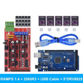 Mega 2560 R3 + RAMPS 1.4 control panel+ 5pcs A4988 or DRV8825 Stepper Motor Drive for arduino kit