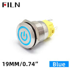 FILN 16mm 19mm 22mm Stainless Steel Waterproof LED Indicator Metal Push Button  Switch Power Symbol   Start Stop Power on Off