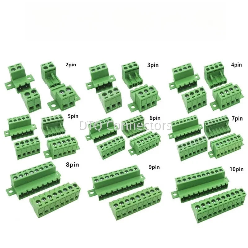 1Sets solderless docking type 2EDGRKC 5.08MM screw terminal block connector PCB plug-in type 2edg type green terminal block