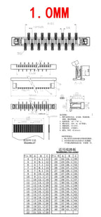 10Pcs FPC FFC Connector Socket Pitch 0.5mm 1.0mm 4/6/8/10/12/14 16/20/24/30/34/40/50/60 Pin Vertical Type Misalignment Pins Flat
