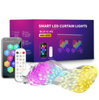 Smart RGB LED Curtain Fairy Lights, Remote-Controlled & Music-Synchronized, Indoor Outdoor Christmas Decoration Lights