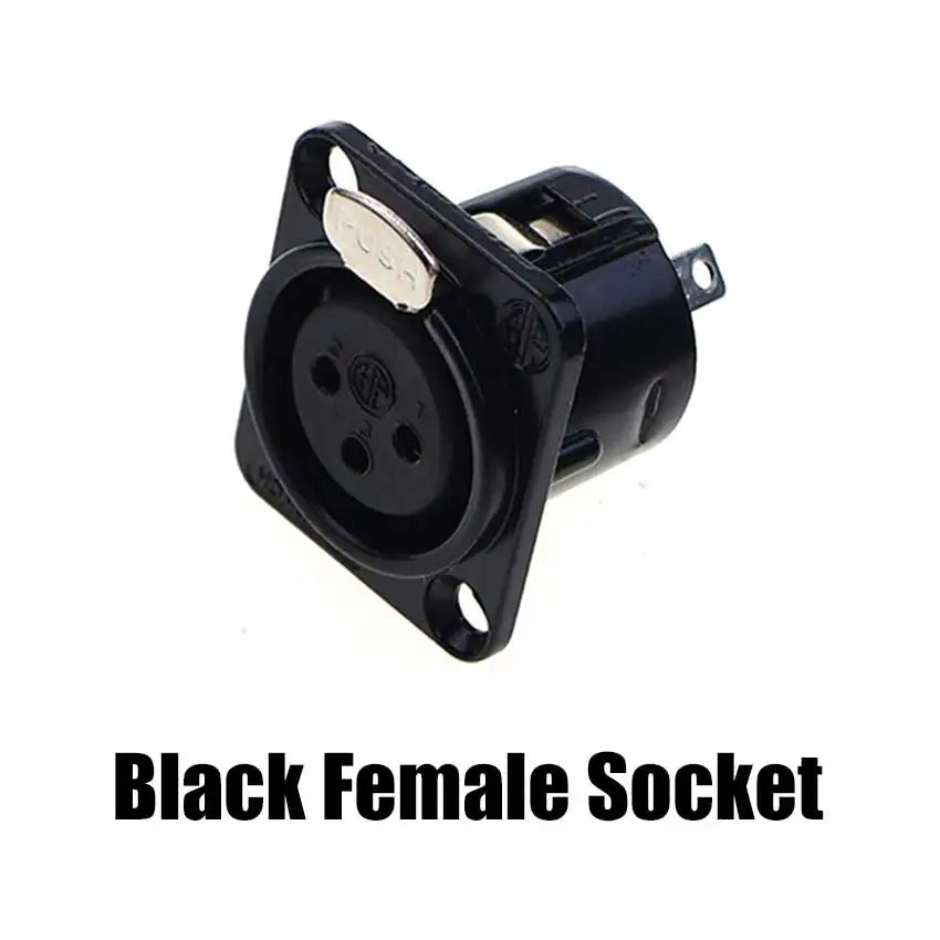 1pcs XLR 3Ppin Male Female Socket Plug Microphone Audio Cable Connector 3P Black Silver Copper Contact XLR Metal Plug Panel