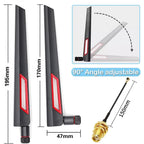 Dual Band 2.4G 5.8G RP SMA Male 12dBi WiFi Antenna + 15cm Adapter Cable for Network Card USB Adapter Security IP Camera