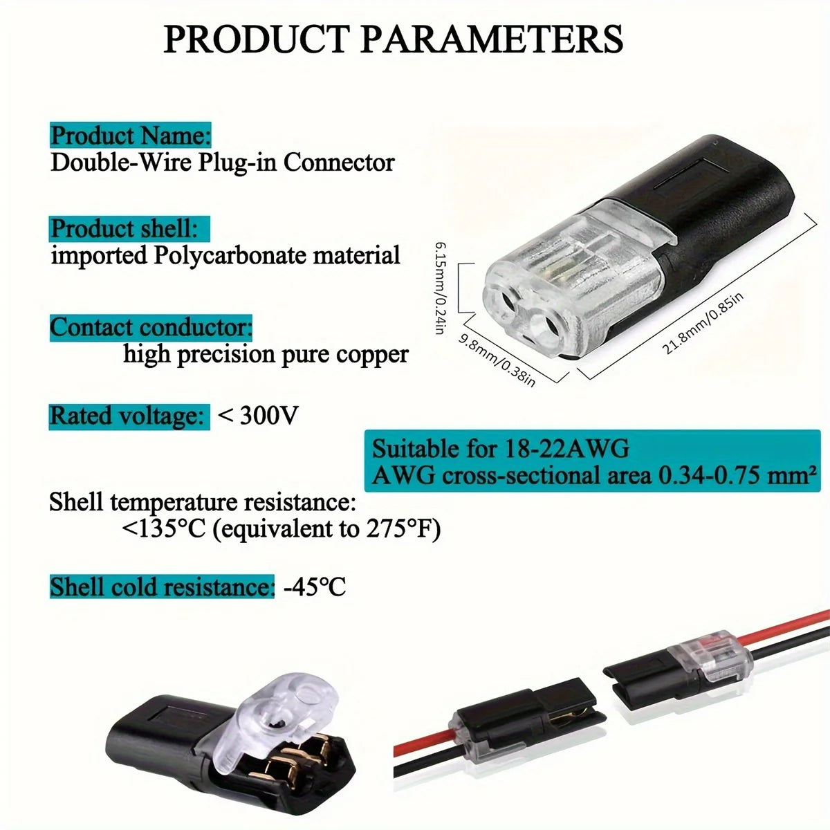 Electric Wire Connector No Stripping Quick Cable Connectors Detachable Automotive Terminal Connector LED Cable Buckle Connector