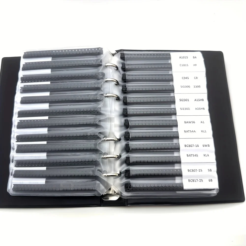 24/36/57/75 Values SOT-23/ SOT-89/SOD-523/SOD123 SMD SMT NPN PNP SOD 4148 5551 2222 TL431 BC807 B772 Transistor Diode Kit BOOK