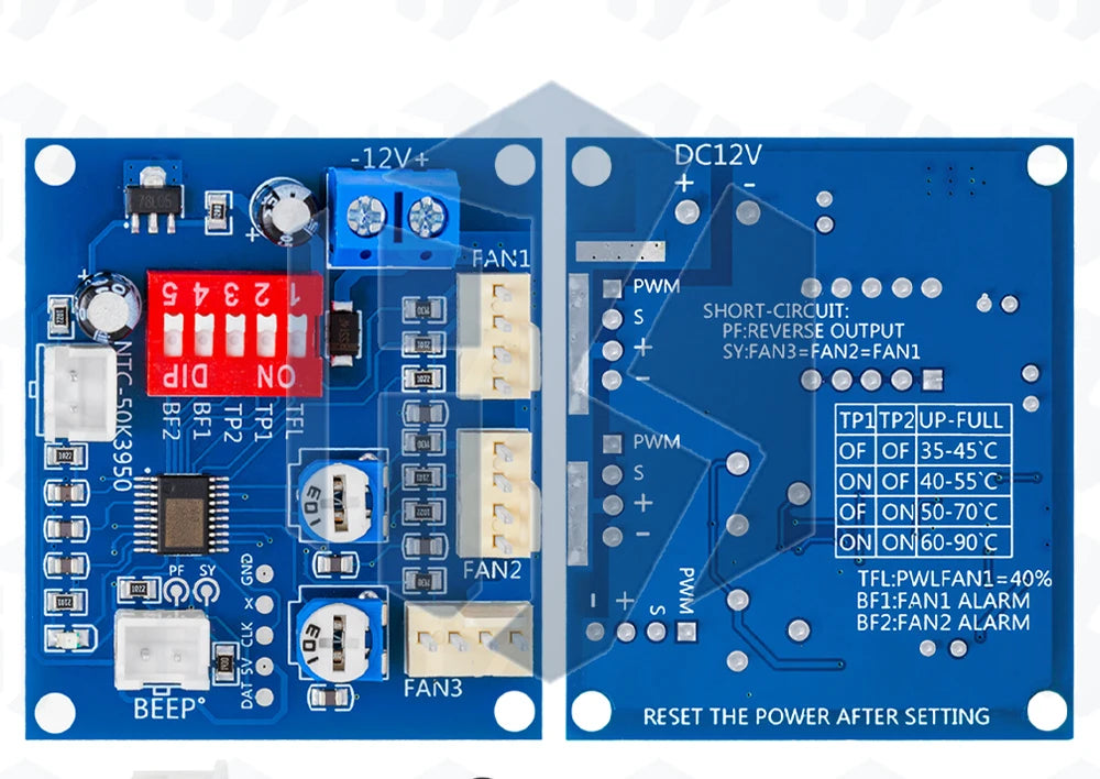 DC 12V 5A PWM PC CPU Fan Temperature Control Speed Controller Module Buzzer High-Temp Alarm NTC B 3950 Thermistor 50K