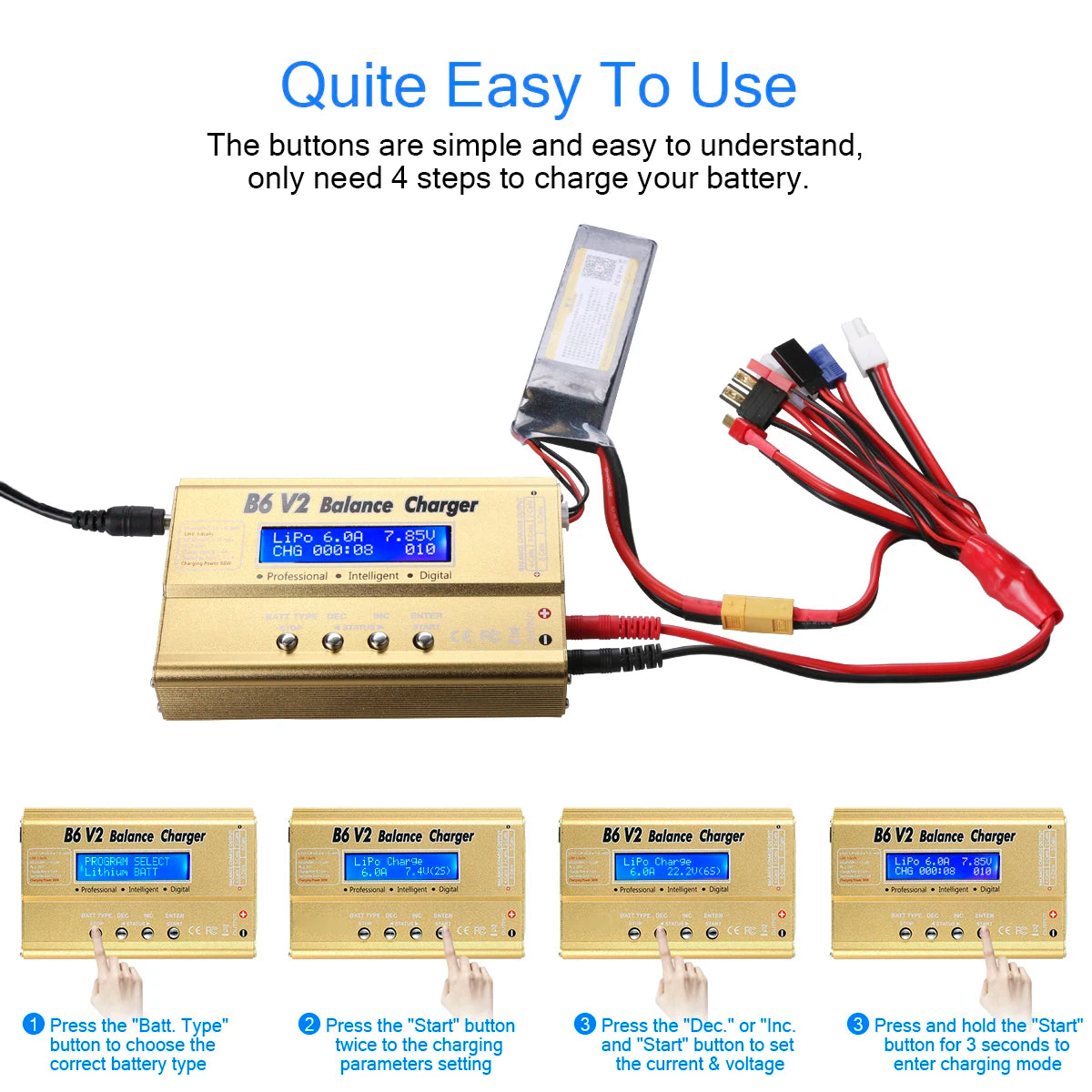 HTRC IMAX B6 V2 Balance Charger  80W Professional Digital Discharger For LiHV LiIon LiFe NiCd NiMH PB Battery RC LiPo Charger