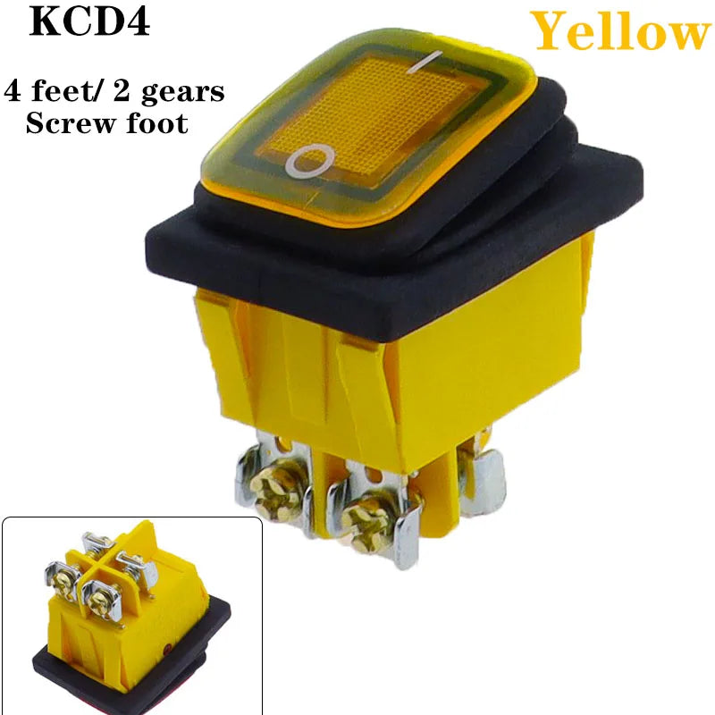KCD4 on off 30A/250V Heavy Duty 4 pin DPST IP67 Sealed Waterproof T85 Auto Boat Marine Toggle Rocker Switch with LED 12V 220V 30