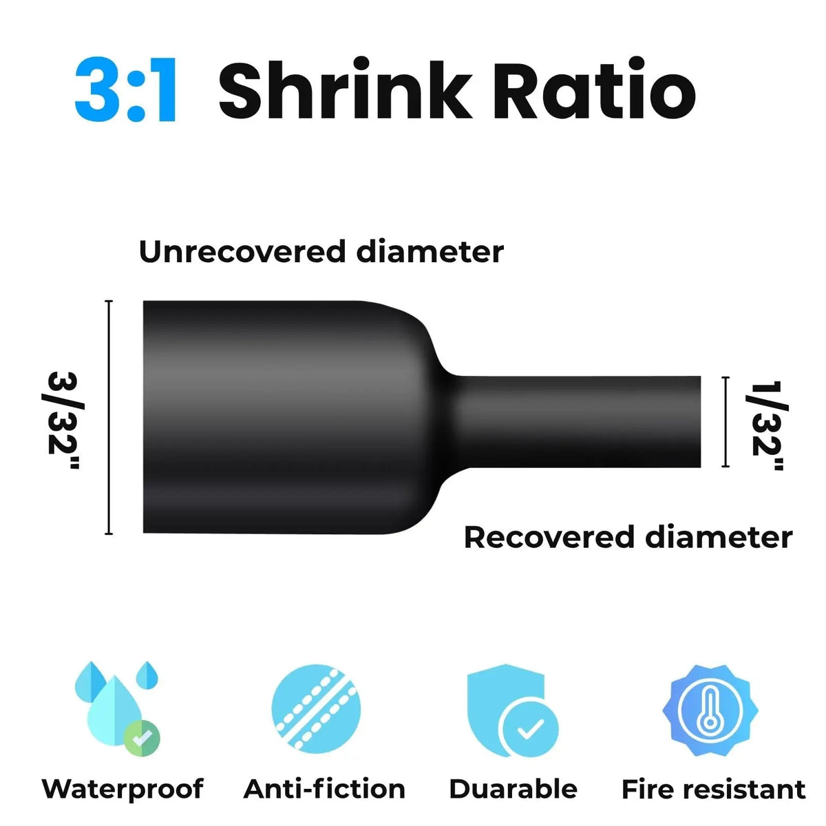 A Roll White Heat Shrink Tubing 3:1 Ratio Shrink Tube Industrial, Φ1.6mm-30mm Dual Wall Adhesive Lined Wire Shrink Wrap Tube