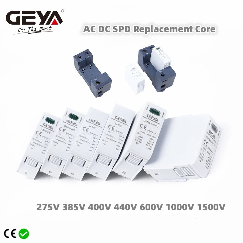 GEYA GSP9 DC Surge Protector PV SPD 600V 1000V 20KA 40KA SPD 2P 3P Surge Protective Device Lightning Protection