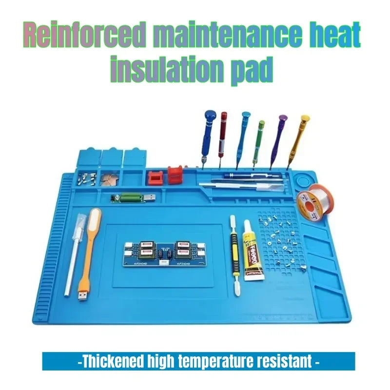 Magnetic Mat Silicone Work Mat Soldering Station Mat Heat Resistant 932°F Anti-Static for Electronic Phone Laptop Watch Repair