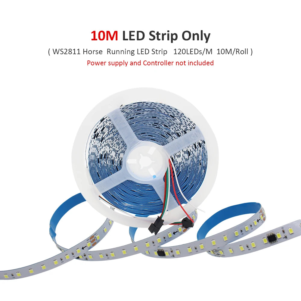 24V WS2811 Running Water Flowing Led Strip Light 2835 10M 15M 20M Horse Race Tape Lamp with SP636E BanlanX App 2.4G Controller