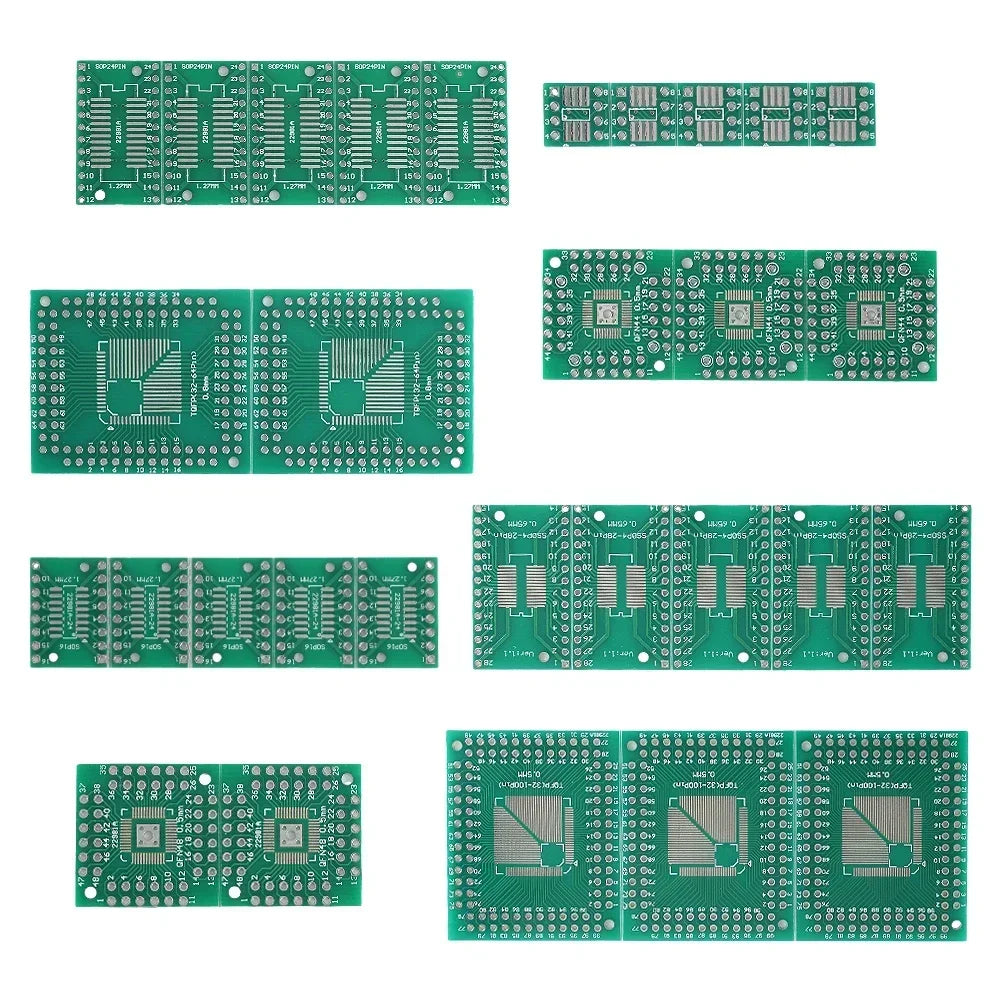 30PCS PCB Board Kit SMT To DIP Adapter Conversion Board Diy Electronic Assorted Set FQFP32 QFN48 SOP8 16/24/28 PCB