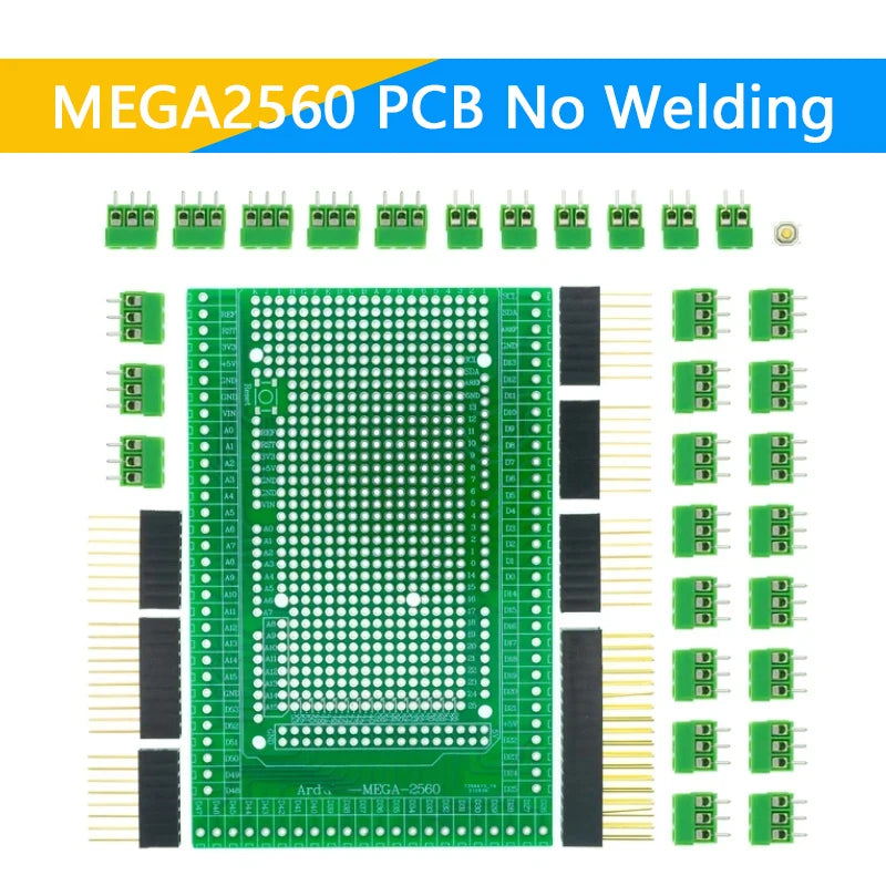 Compatible With MEGA2560 Double-side PCB Prototype Screw Terminal Block Shield Board Kit For Arduino Mega 2560 / Mega2560 R3