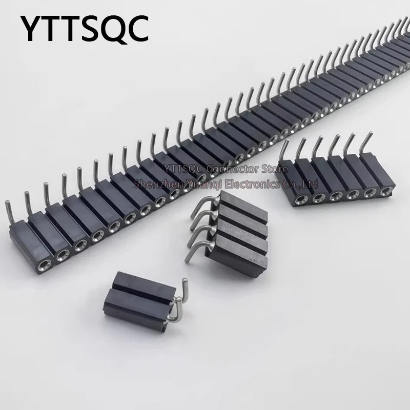 1P-40P 2.54mm PH7 Round Hole Right Angle Single Row 0.1" Breakable Stackable PCB IC Crystal Transistor Female Tin Header Socket