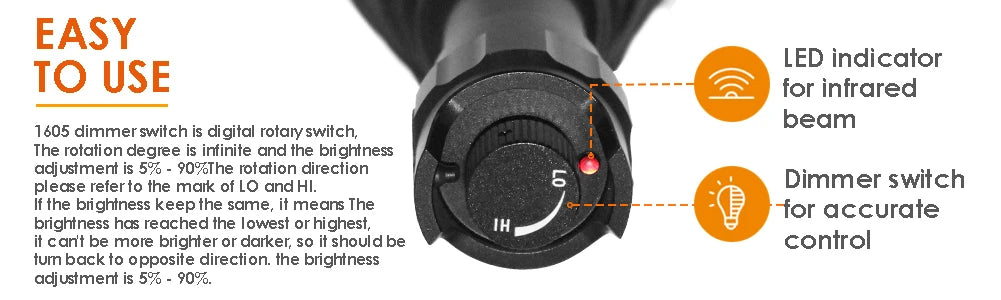 UniqueFire 1605 T38/50/67/75 IR850NM 940NM LED Infrared FlashLight Dimmer Switch illuminator USB Rechargeable Torch Night Vision