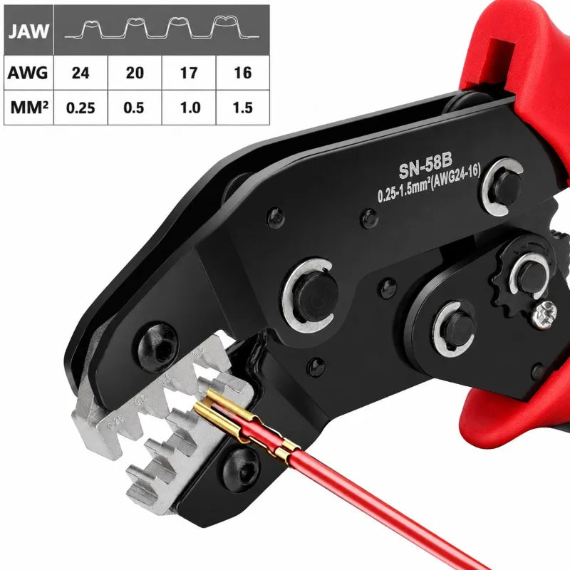 SN-68B/SN-58B DuPont Terminal Automotive Wiring Harness Crimping Pliers PH2.0/XH2.54/6.3 with Spring Ratchet Type
