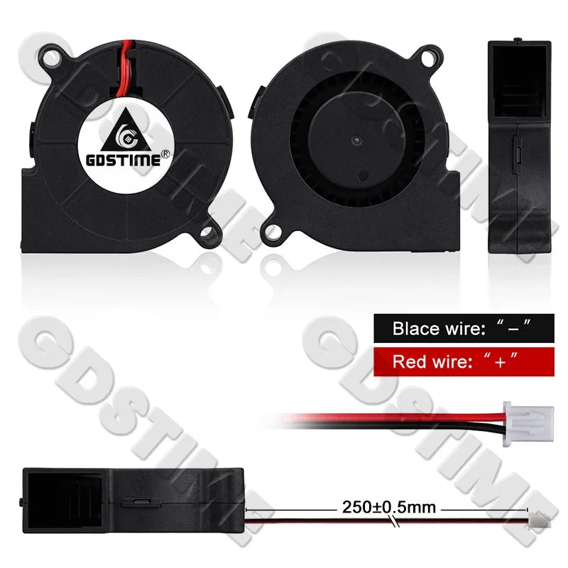 Gdstime 5015 Blower Fan 24V 12V 5V 50MMx15MM Turbine Radial Fan 5015 Dual Ball High Speed Cooler for 3D Printer Parts Cooling
