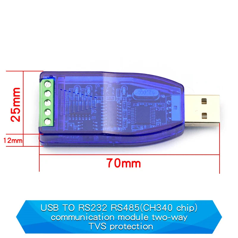 Industrial USB To RS485 Communication Module Bidirectional Half Duplex Serial Line Converter TVS Protection U485CH340G Converter