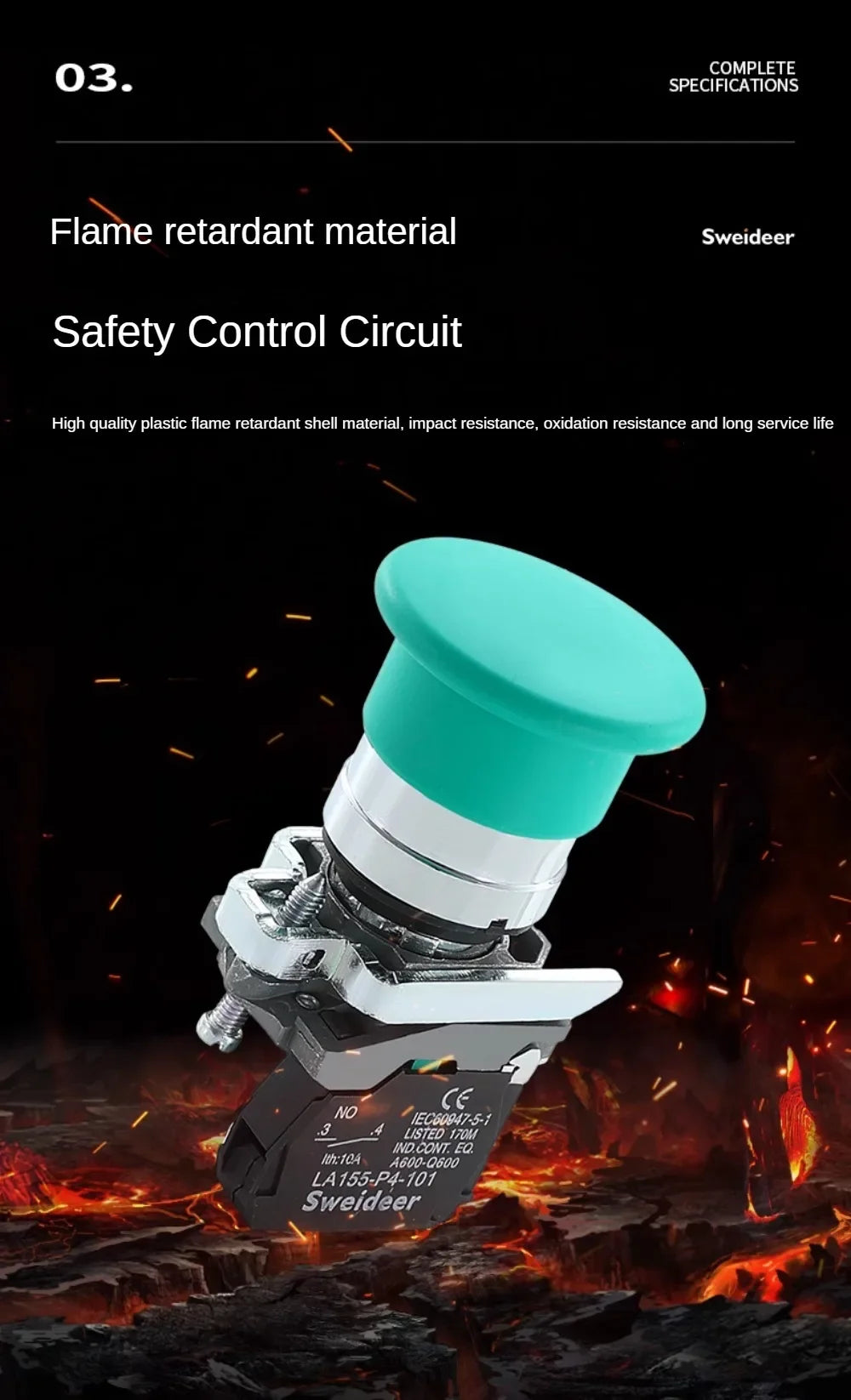22mm Mushroom Emergency Stop Button Switch 10A XB4 Key Emergency Stop Power Push Button Switch 1NC 1NO Start Switch Red Green