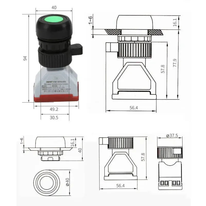 30mm Explosion-proof Push Button Switch AC220V Momentary/Reset Waterproof Control Red/Yellow/Green For Distribution Box
