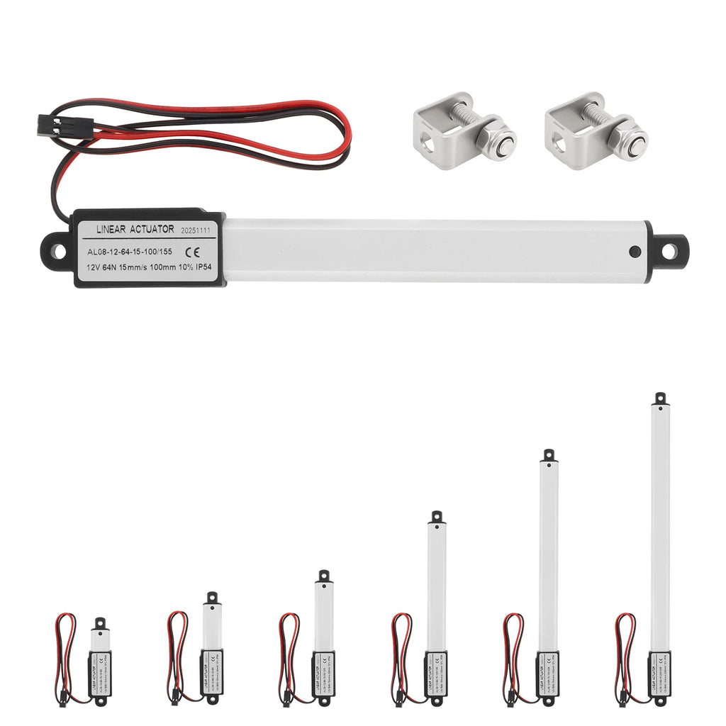 12V Linear Actuator 10-200mm Stroke 32N/64N/96N/188N/1000N/3000N Electric Reciprocating Lifting Linear Motion Actuator Motors